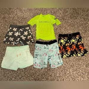 Boys 6/7 swim suit/trunks lot & O'Neill Lime Green Rash Guard